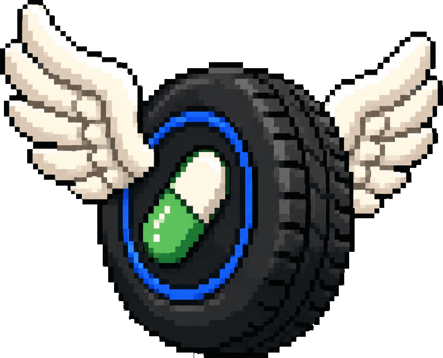 Pumpwheel: a winged tire carrying a $PUMP pill